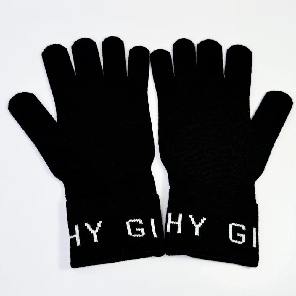 Givenchy Black Logo Knit Gloves - Picture 4 of 5